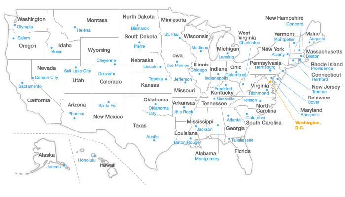 Map of United States of America